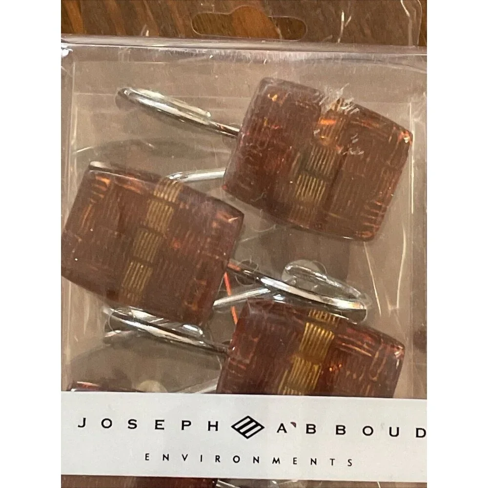 Joseph Abboud Shower Curtain12 Decorative Hooks Brown Amber Environments